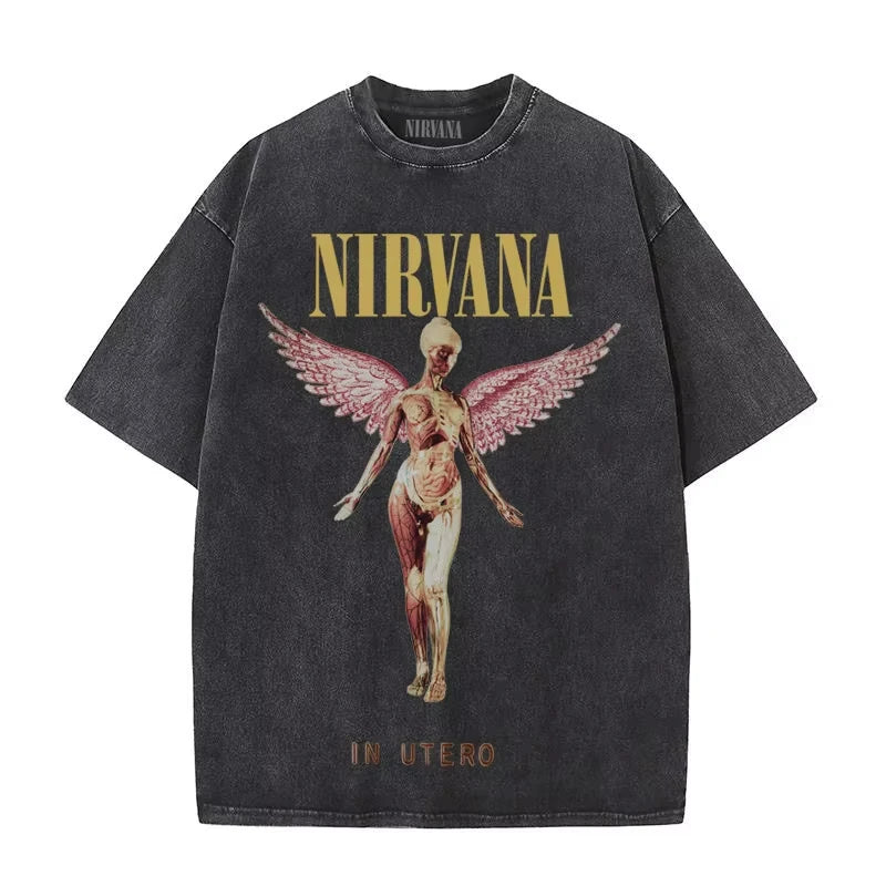 Nirvana In Utero Washed Cotton Oversized T-Shirt — Retro Y2K Streetwear Tee