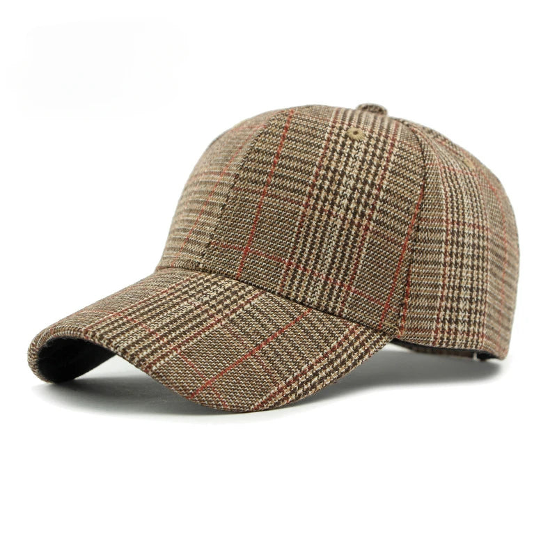 Unisex Checkered Baseball Cap with Adjustable Strap