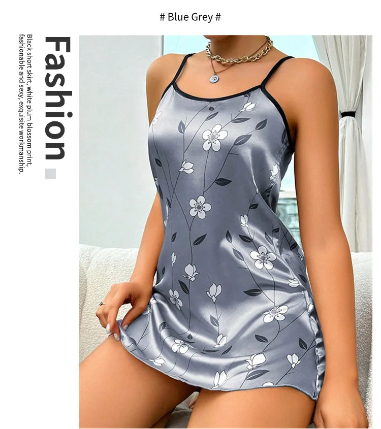 Elegant Floral Satin Nightdress