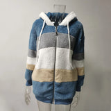 Hooded Plaid Spliced Winter Coat