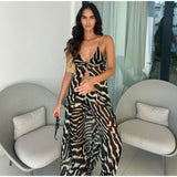 Zebra Print Chiffon 2-Piece Set – Tank Top & Wide Leg Pants