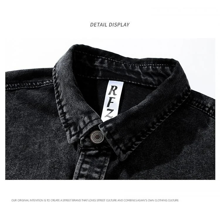 Men Fashion Denim Jackets Coats Loose Fit Pockets Solid Turn Down Collar Full Sleeve Regular Jacket Spring 2025 Causal Clothing