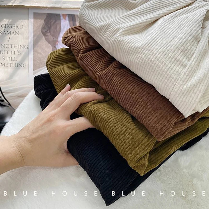 Women's High-Waist Corduroy Wide-Leg Pants