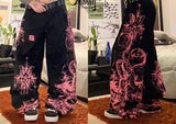 Pink Dragon Streetwear Gothic Baggy Jeans