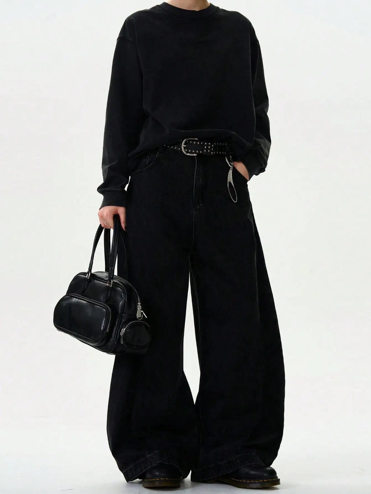 Men's Baggy Wide-Leg Curved Denim Jeans