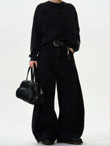 Men's Baggy Wide-Leg Curved Denim Jeans