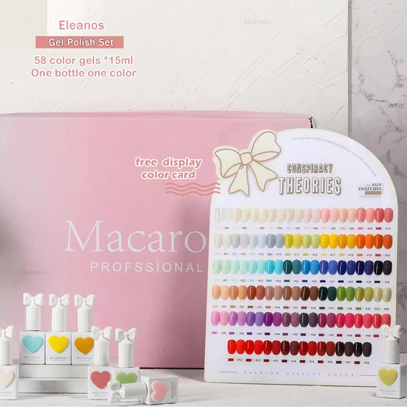 Eleanos 58-Color Gel Polish Set – TPO-Free, 15ml