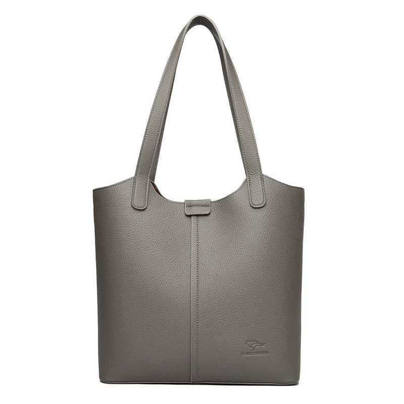 Genuine Brand High End Soft Pu Leather Shoulder Bag For Women Casual Tote Bag Female Purse Simple Design Handbag Commuting Sac