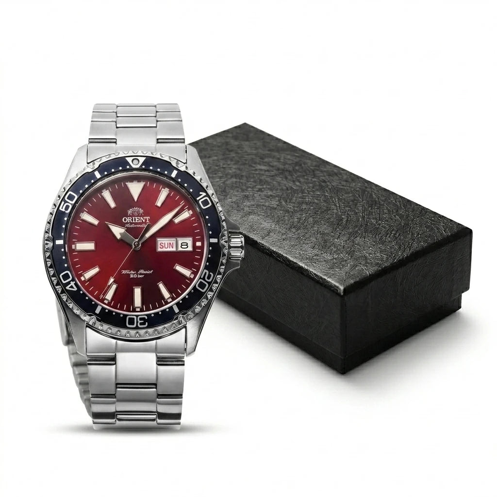 Orient Men Automatic Mechanical Diving Watch 20Bar Water Resistant Week Date Calendar Luminous Stainless Steel Sports Wristwatch