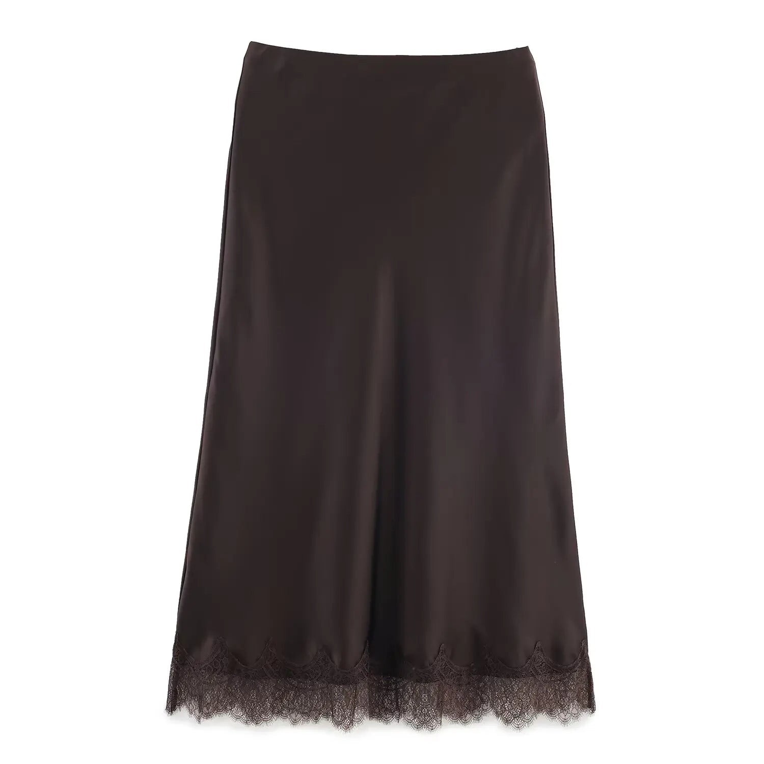 Tidalyf 2025 Women Two Piece Skirt Set Off Shoulder Lace Trim Cami Top with Split Hem Midi Skirt Sexy Elegant Outfit
