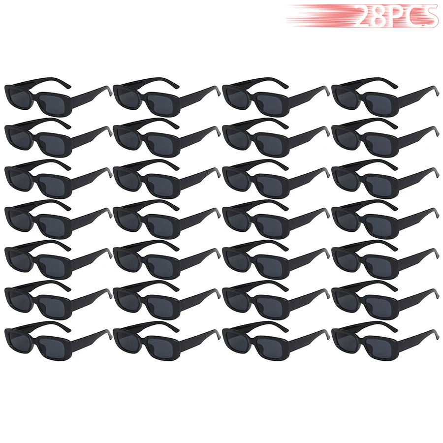 28 PCS Rectangle Sunglasses | UV400 Unisex Set