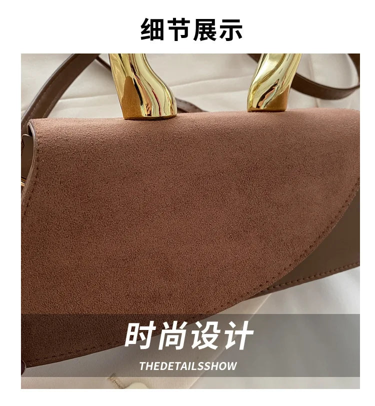 New Minimalist Design Shoulder Bag for Women Light Luxury Large Capacity Casual Metal Hand-held Crossbody Bags Female Handbag