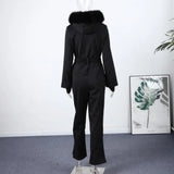 Women’s Faux Fur Hooded Ski Jumpsuit | Waterproof Winter Romper