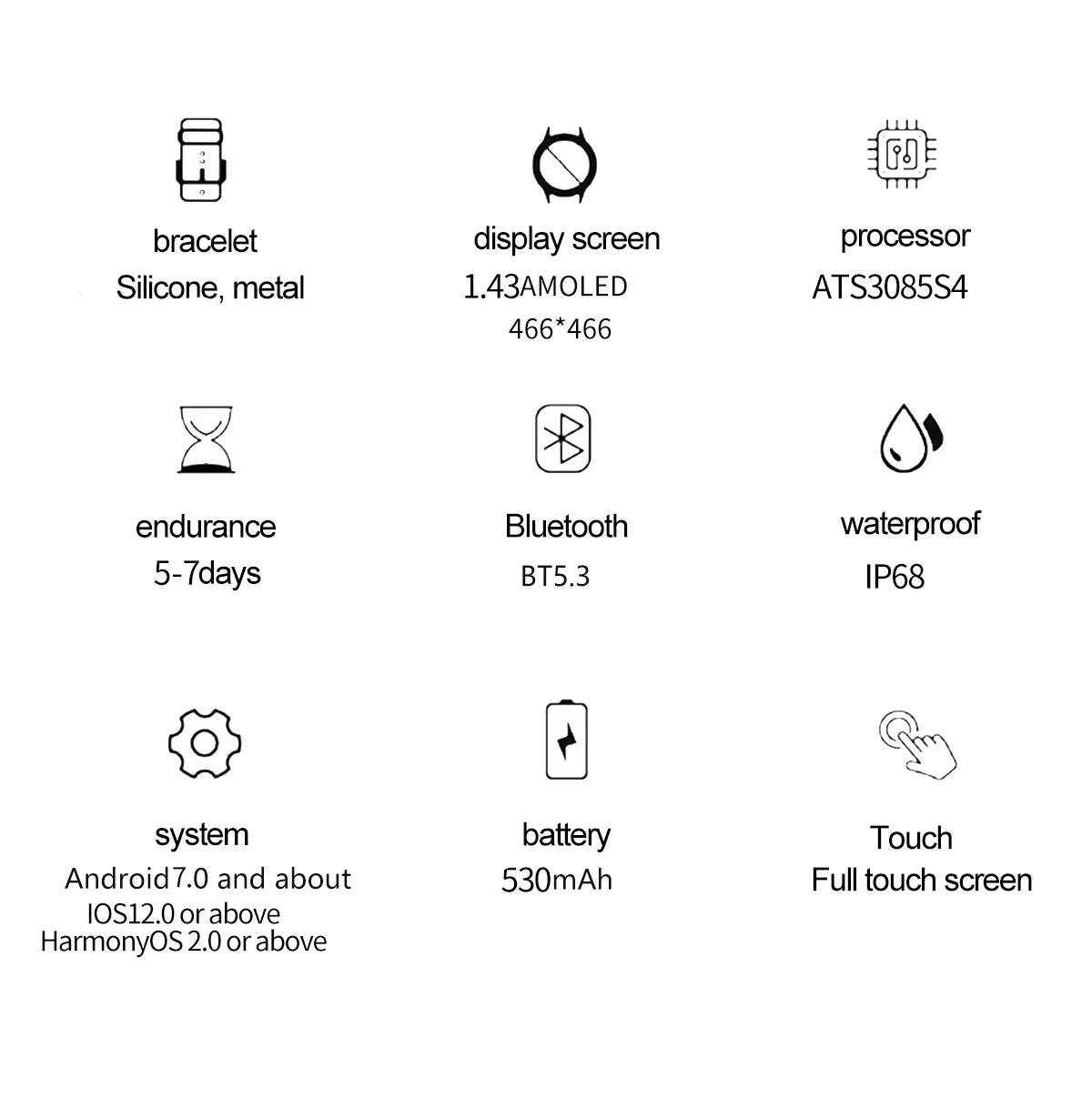 NORTH EDGE GPS Smart Watch – AMOLED, Bluetooth & IP68
