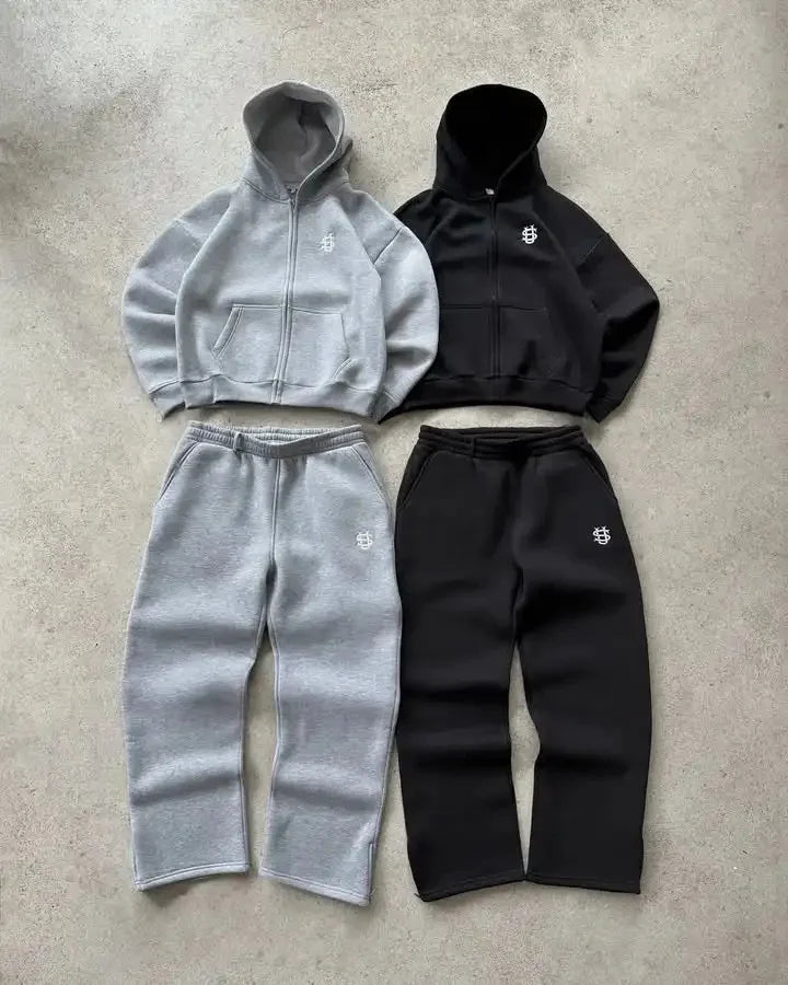 Y2K Embroidered Fleece Zip-Up Hoodie