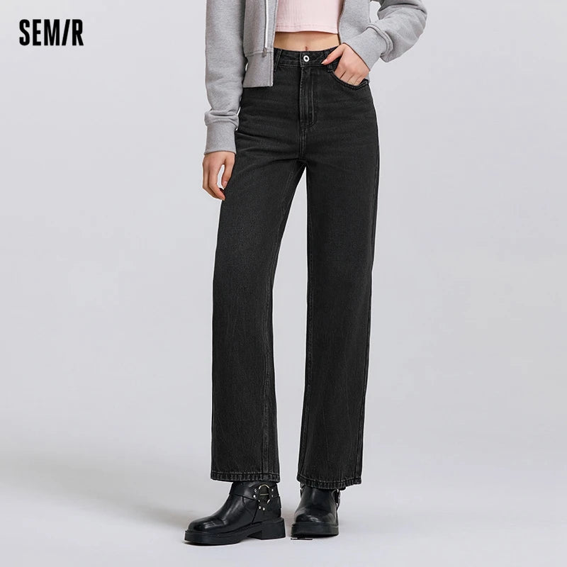 Semir Jeans Women Vintage Long Trousers 2025 New Spring Wide-leg Trousers Comfortable Soft Versatile Trousers