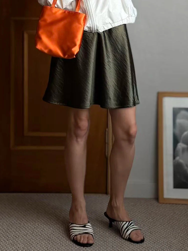 Women's Satin A-Line Mini Skirt | High Waist Office Style