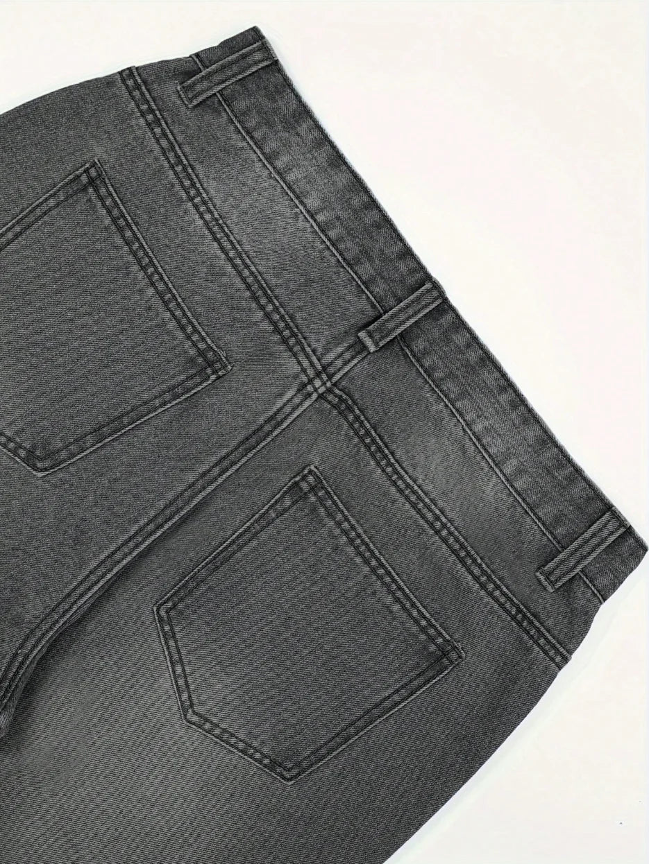 Men's Black Star Patch Relaxed-Fit Jeans