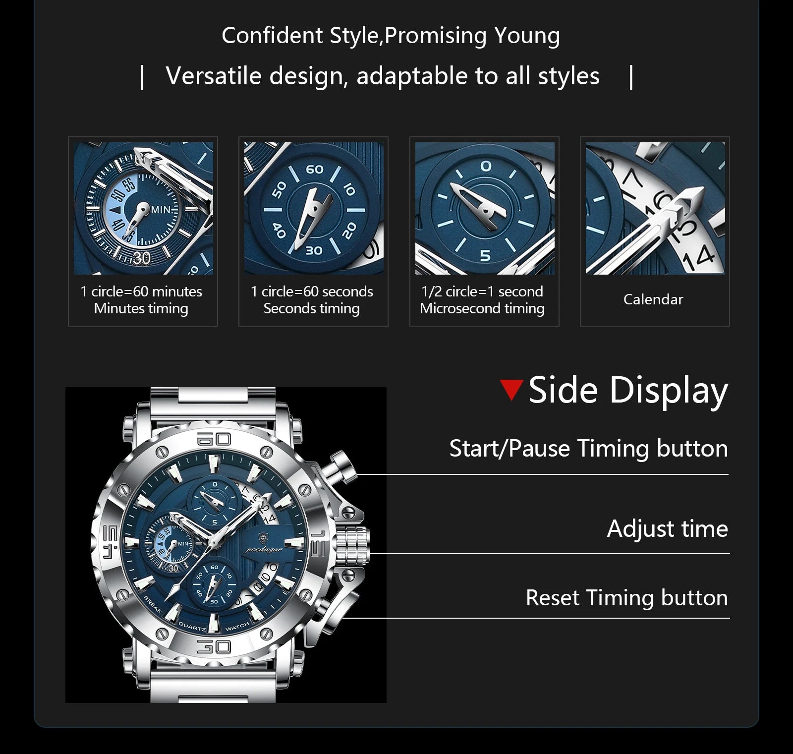 POEDAGAR 892 Luxury Men's Chronograph Watch