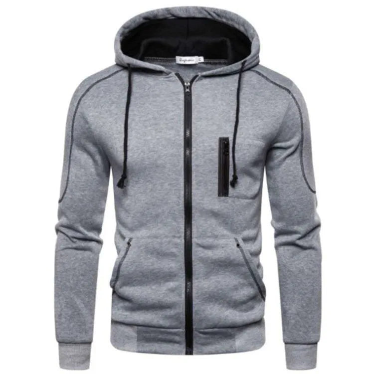 Men's Color Block Fleece Zip-Up Hoodie