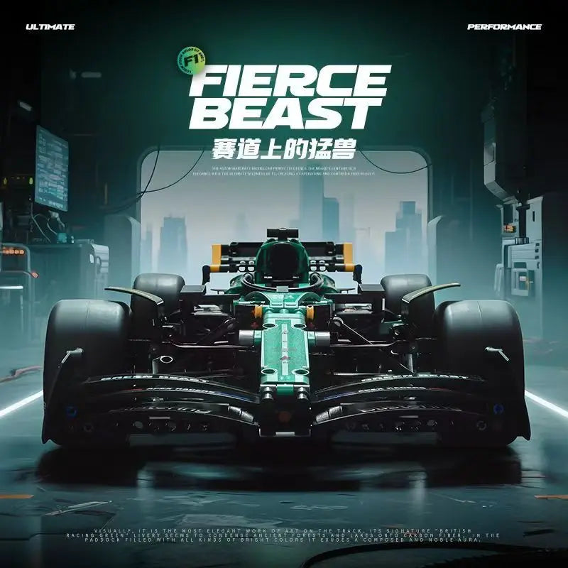 The new 2026 1912PCS Electroplated Green Super Racing Car MK6022 assembly home decor item is perfect for use as a holiday gift.
