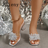 Women’s Clear Crystal Ball Heel Slide Sandals
