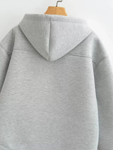 HH Autumn Women Casual Hooded Jacket Loose Oversize Zipper Hoodie Sweatshirts Solid Coat Office Lady Chic Outwear Tops