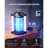 Minimoon Bug Zapper Outdoor Mosquito Zapper with Dual LED Light 4200V Fly Zapper 15W Electric Fly Traps Outdoor IPX4 Insect Trap