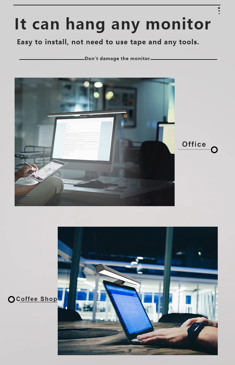 Monitor Light Bar – Stepless Dimming USB Desk Lamp