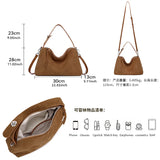 Russian Women's Genuine Suede Cowhide Leather Shoulder Bag Retro Frosted Cow Large Capacity Versatile Commuting Luxury Designer