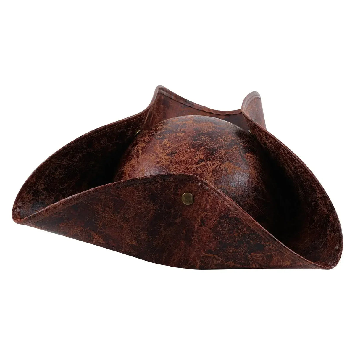 Faux Leather Pirate Hat Brown Captain Hat Vintage Button Masquerade Party Cosplay Costume Hat For Men Women Photography Props