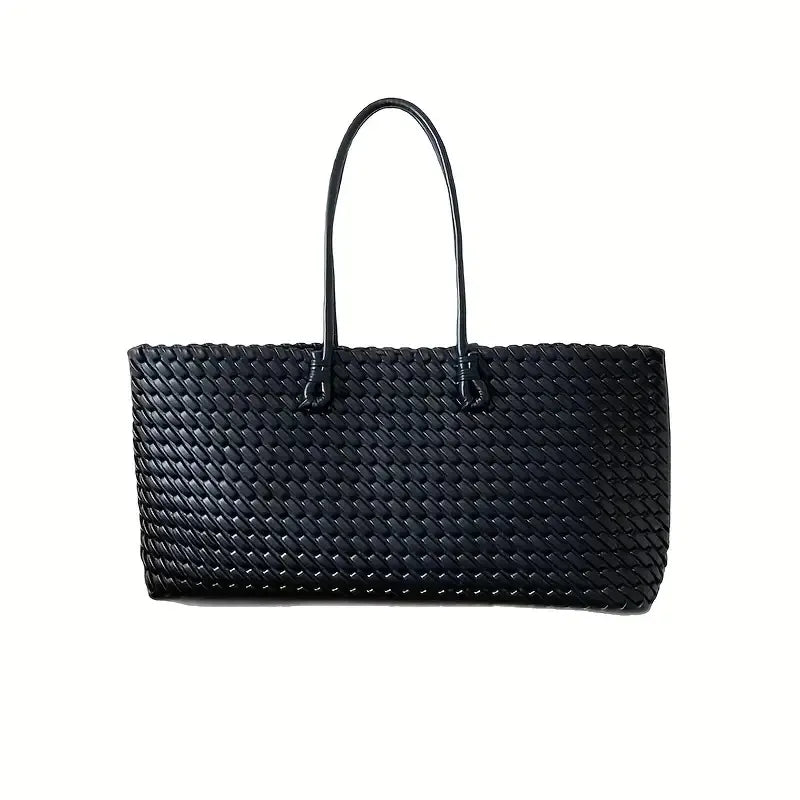Light Luxury Woven Tote: Large Capacity Women’s Work & Travel Bag