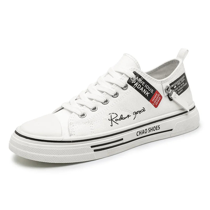 Men's Plus Size Canvas Sneakers — Breathable Lace-Up Casual Flat Shoes