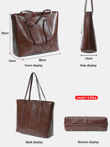 New Coffee Women Handbag 100% Genuine Leather Ladies Shoulder Purse Ladies Black Tote Bag Large Capacity Shopper Bags Brown