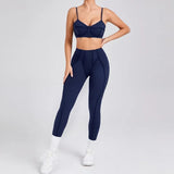 Seamless Yoga Sets Sports Fitness High Waist Hip-lifting Shapeing Trousers Backless Bra Suit Workout Gym Leggings Sets for Women