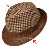 Men's Genuine Leather Cowhide Fedora Hat
