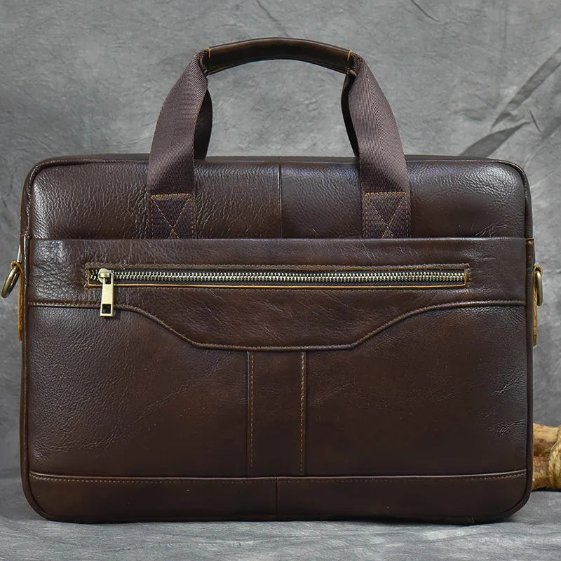 Genuine Leather Briefcase Bag for 15.6 inch laptop computer bag cowskin handbag for men male leather crossbody shoulder bag