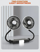 SEAMETAL Dual-Head USB Car Fan | 3-Speed 360° Cooling