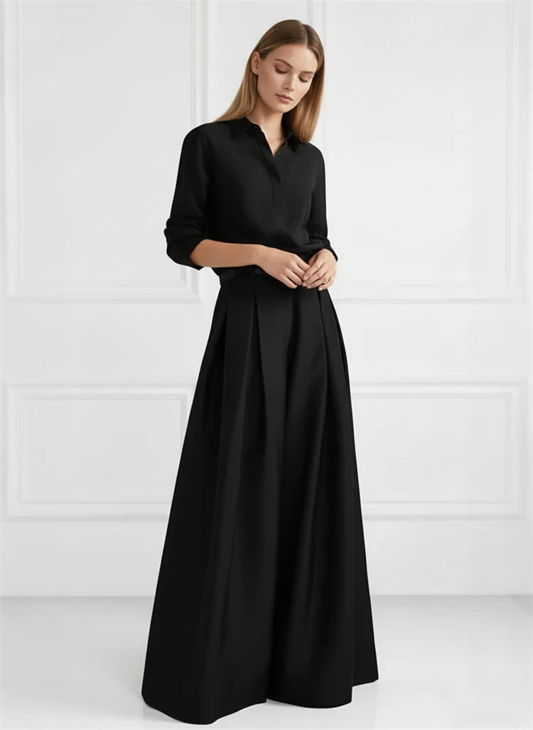 Women's High-Waisted Pleated Wide-Leg Pants