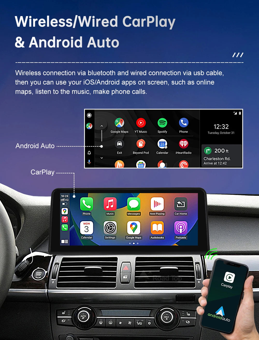 BMW X5 X6 Wireless CarPlay & Android Auto Screen