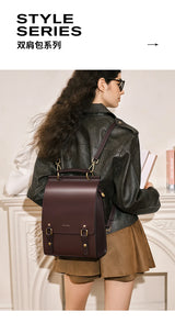 Cnoles Vintage Women's Leather Backpack Casual Shoulder Bag Travel Purse for Girls College School Book Bag