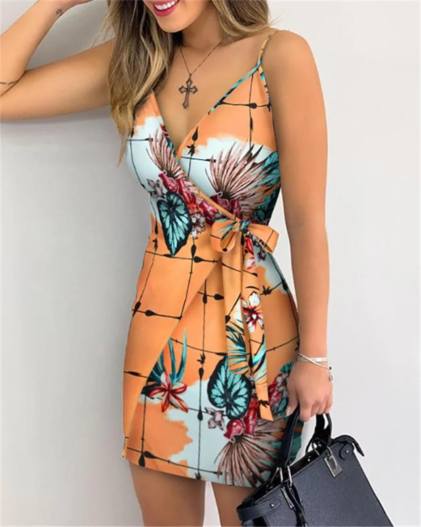 V-Neck Bodycon Mini Dress