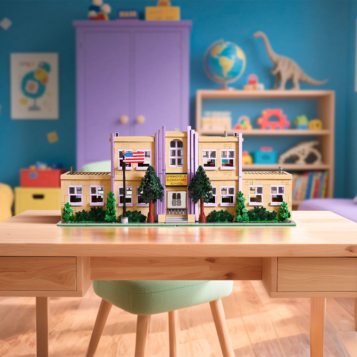 Springfield Elementary School House Modular Buildings Blocks City Apartment Architecture Brick Model Kit Adult DIY Gift 3500PCS