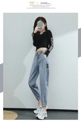 Women's High-Waist Cargo Jeans – Relaxed Straight Leg