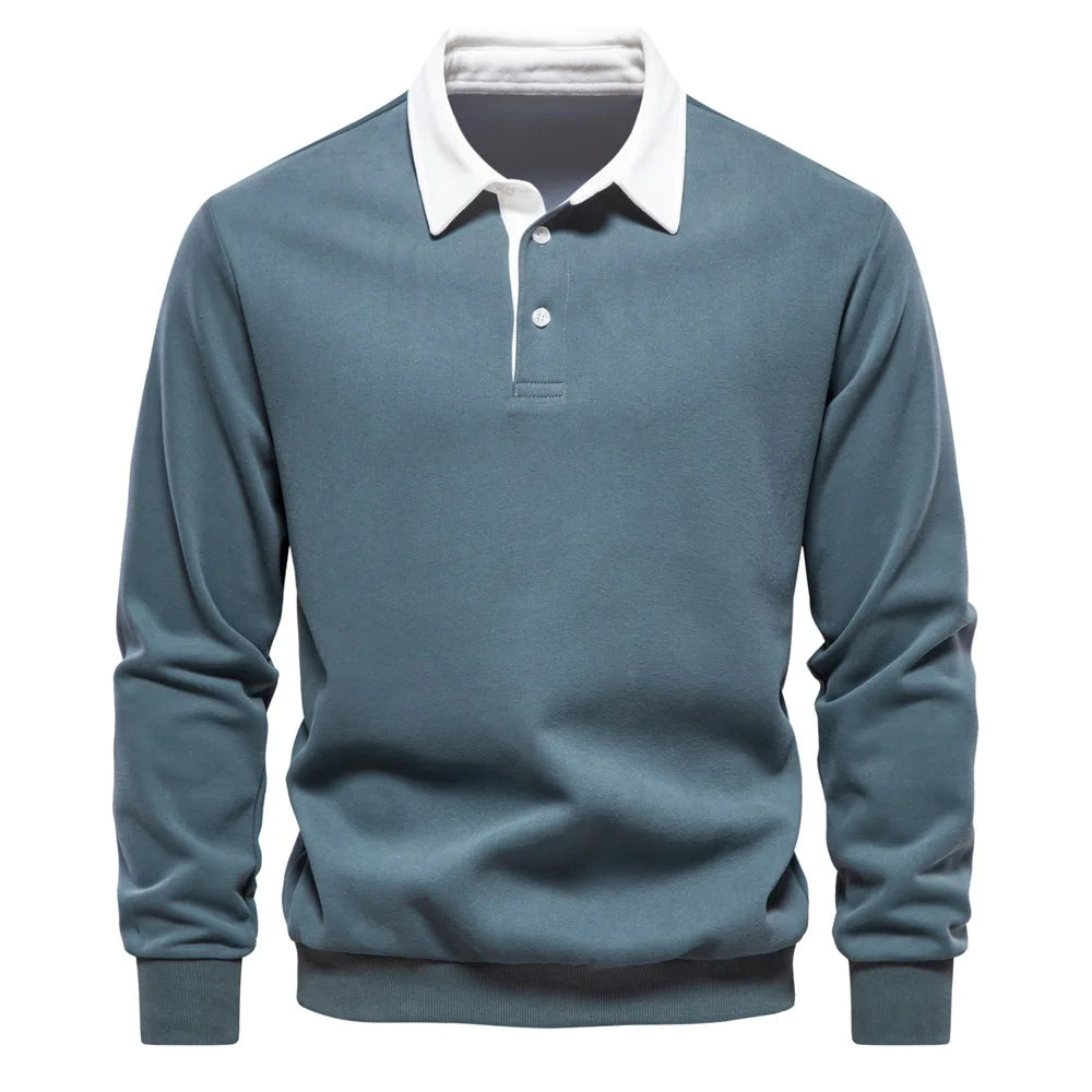 Men's Relaxed Polo Collar Sweater – Autumn Long Sleeve