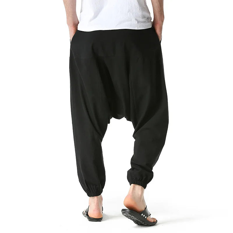 Men's Cotton Linen Loose-Fit Harem Pants