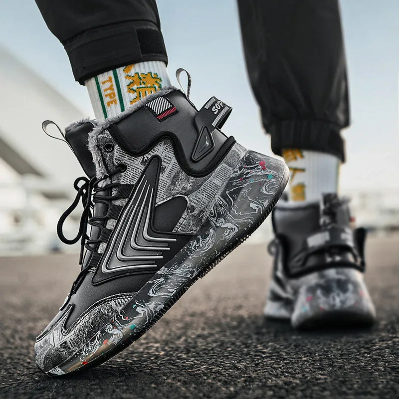 Men’s Winter High-Top Plush Sneakers