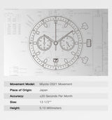 TIMETOKEN New T501GS Mens Watch Japan Miyota OS21 Movement Watermelon Dial Waterproof Chronograph Domed Sapphire Calendar Style