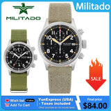 Militado ML1868KF Retro VK67 Quartz Chronograph Watch Stainless Steel Case 3 Dial Waterproof 100M  Multifunction Military Watch
