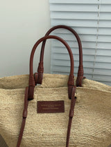 Women's Large Capacity Shoulder Bag Summer Lafite Straw genuine leather Woven Handbag Fashion Female Luxury Designer Beach Bag